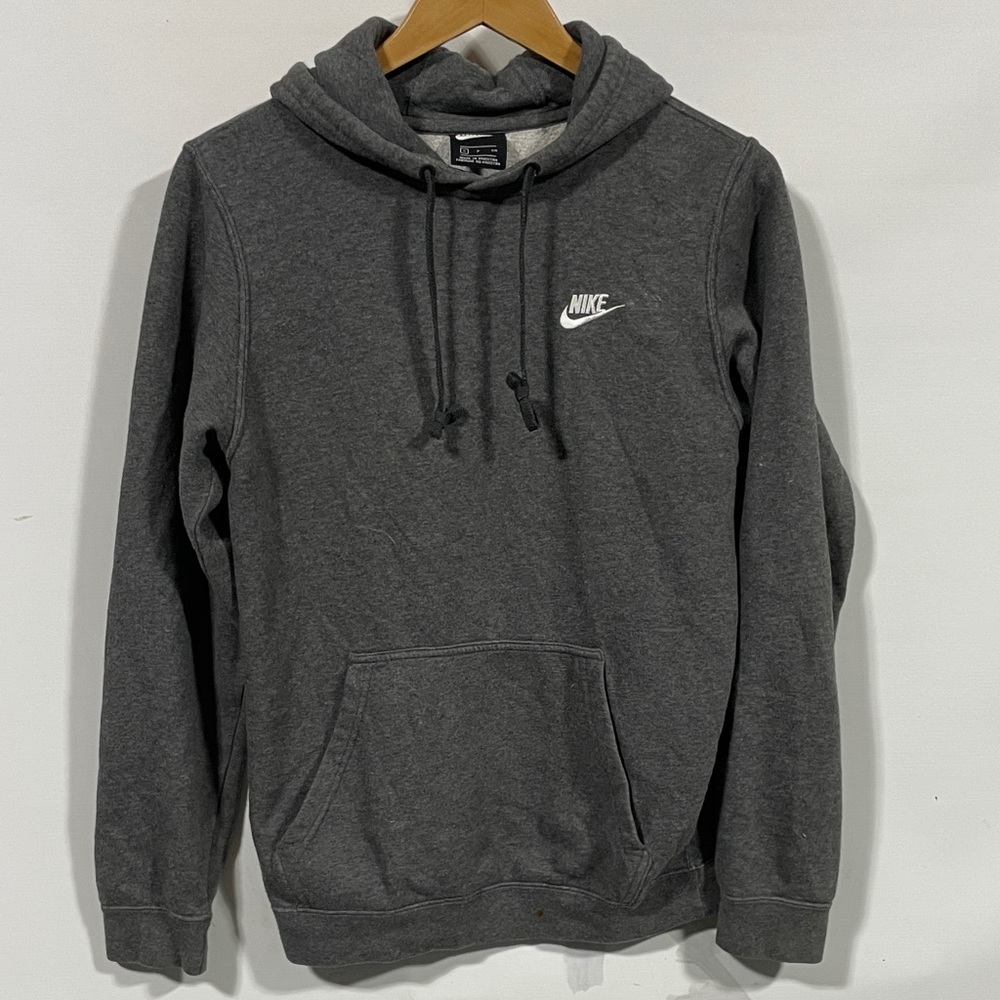 Nike Charcoal Gray Hooded Sweatshirt with White Logo